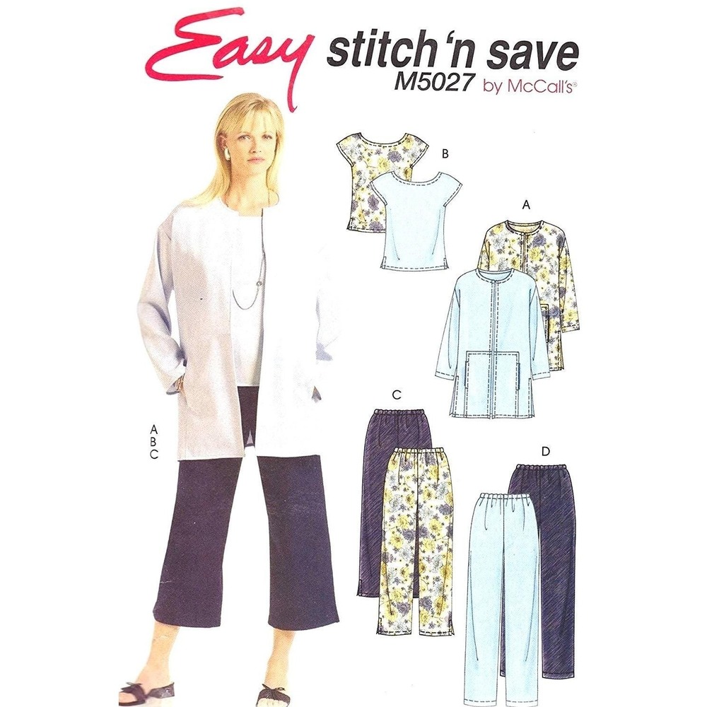 McCall's Sewing Pattern 5027 Unlined Jacket Sleeveless Top  Pants Size 16-22